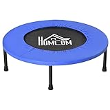 HOMCOM Fitness-Trampolin Ø81 cm Stahltrampolin mit Schutzrand und 28 Federn für drinnen und draußen Übung Belastung 100 kg 81x81x22,5 cm Schwarz und Blau