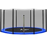 Trampolinzubehör Set für Trampolin 305cm 6 Stangen beinhaltet: 180cm Höhe Ersatznetz Sicherheitsnetz Trampolinnetz PVC UV beständige Federabdeckung Randabdeckung (Blau/Grün/Pink)